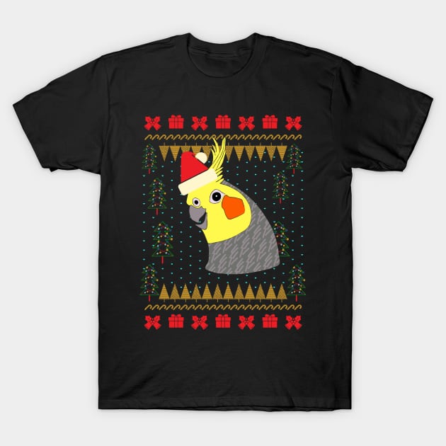 Cockatiel Ugly Christmas Sweater T-Shirt by okpinsArtDesign